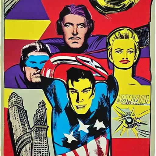 Prompt: Poster of the Avengers movie by Andy Warhol