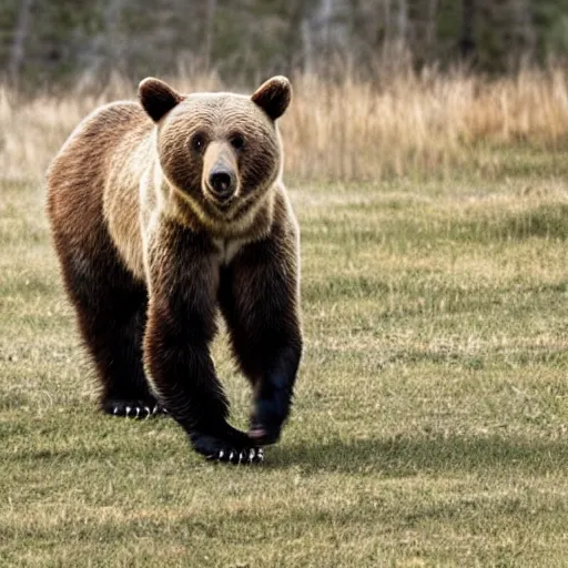 Prompt: a bear chasing a deer, realistic photograph, high detail, medium photograph