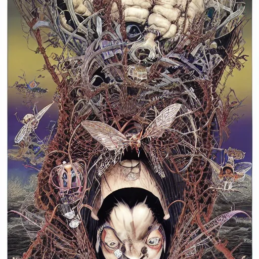 Image similar to portrait of crazy insects as vampire, symmetrical, by yoichi hatakenaka, masamune shirow, josan gonzales and dan mumford, ayami kojima, takato yamamoto, barclay shaw, karol bak, yukito kishiro