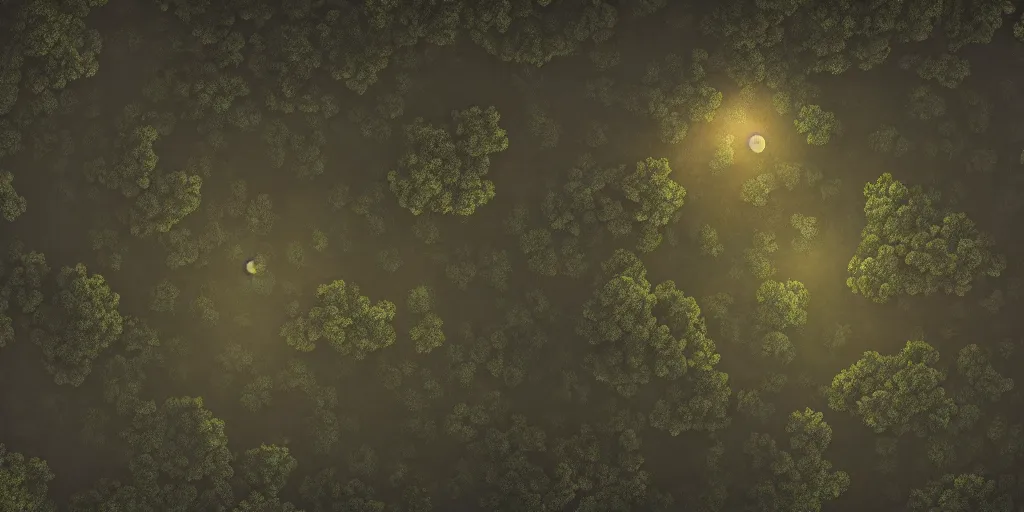 Image similar to a moonlit clearing in the woods, gridless tabletop roleplaying game map, top - down perspective, beautiful, 8 k, high quality digital art