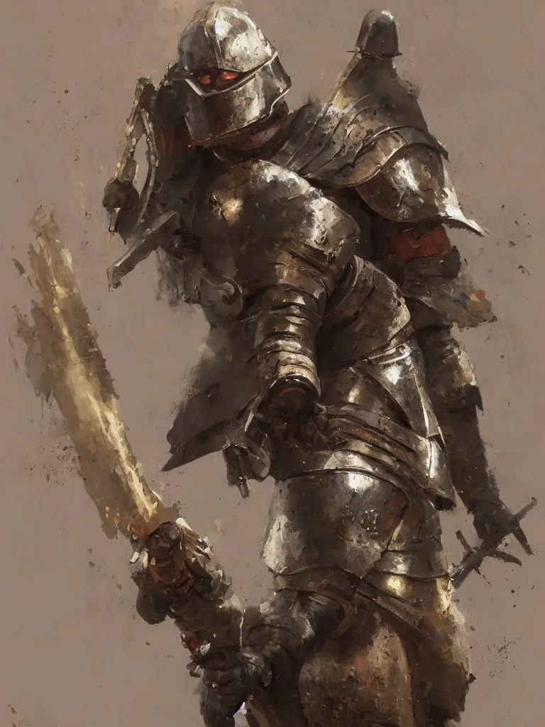 Image similar to A medieval knight holding a gun, painted by Craig Mullins, trending on ArtStation