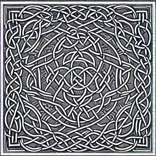 Image similar to ornate twisting three dimensional multilayered celtic pattern vortex inside a hexagonal shape, intricate detail, complex