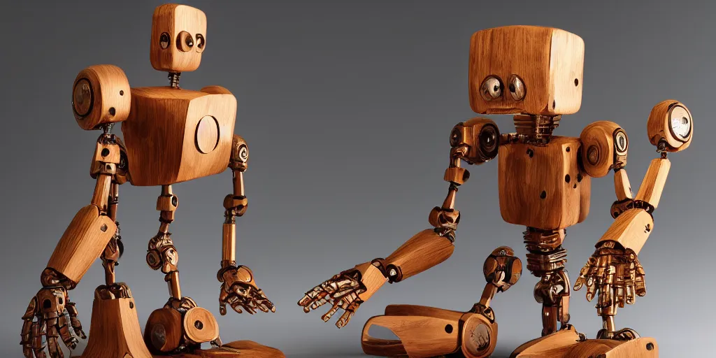 Prompt: very cute wooden mystical statue robot, highly detailed, 8 k, masterpiece, super resolution.