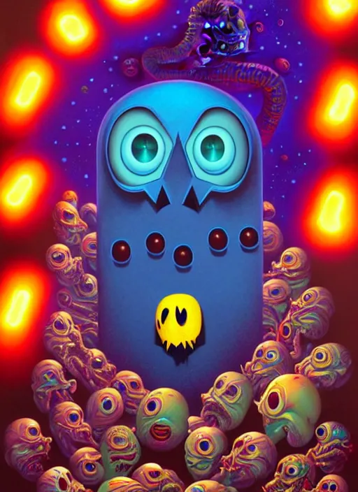 Prompt: cosmic lovecraft pacman portrait, pixar style, by tristan eaton stanley artgerm and tom bagshaw.