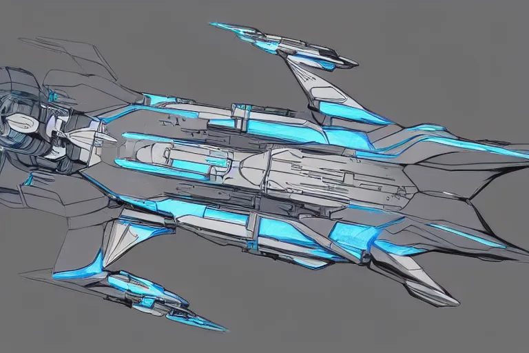 Prompt: top down view of a futuristic jet fighter, very symmetrical, in blueprint style, in the style of will burns, mecha inspired, robotic, highly detailed, artstation, pinterest, deviantart, very realistic, unreal engine