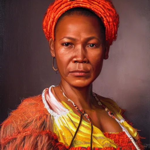 Prompt: portrait of a surinam woman ( 3 5 ) from suriname in 2 0 2 1, an oil painting by ross tran and thomas kincade