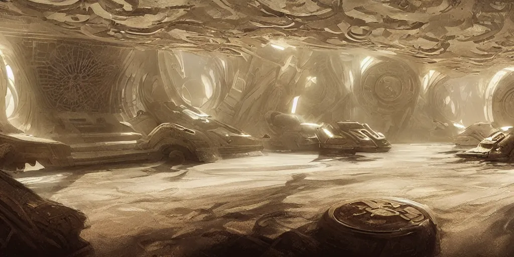 Prompt: luxury apartment interior, dune movie, intricate, elegant, highly detailed, john park, craig mullins, sparth, ruan jia, jeffrey catherine jones