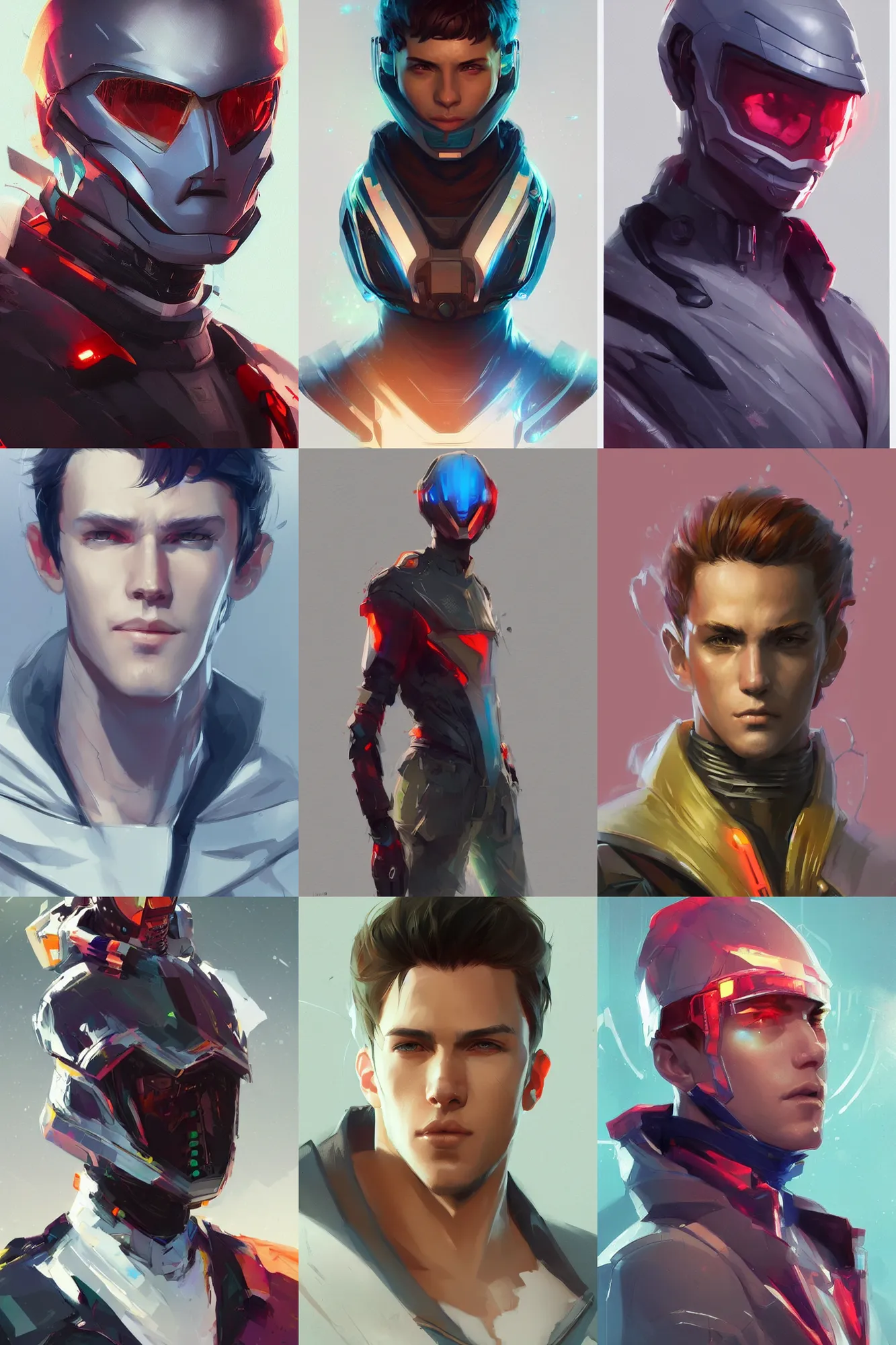 Prompt: high quality digital concept art portrait of a young man dressed in stylish future clothing by artgerm and greg rutkowski, artstation trending, vibrant colour and blank background,