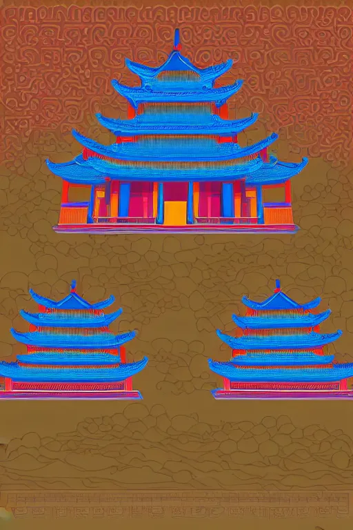 Prompt: minimalist boho style art of colorful quanzhou, twin stone pagodas at kaiyuan temple, llustration, vector art