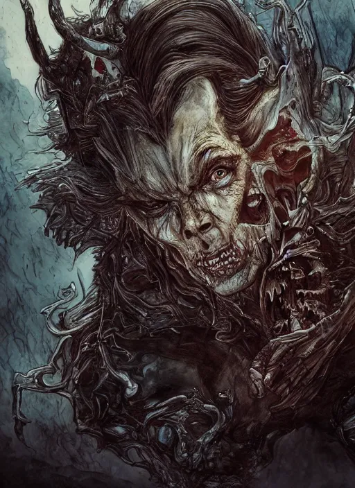 Image similar to portrait, Zombified beast, beauty and the beast, watercolor, dramatic lighting, cinematic, establishing shot, extremly high detail, foto realistic, cinematic lighting, pen and ink, intricate line drawings, by Yoshitaka Amano, Ruan Jia, Kentaro Miura, Artgerm, post processed, concept art, artstation, matte painting, style by eddie mendoza, raphael lacoste, alex ross