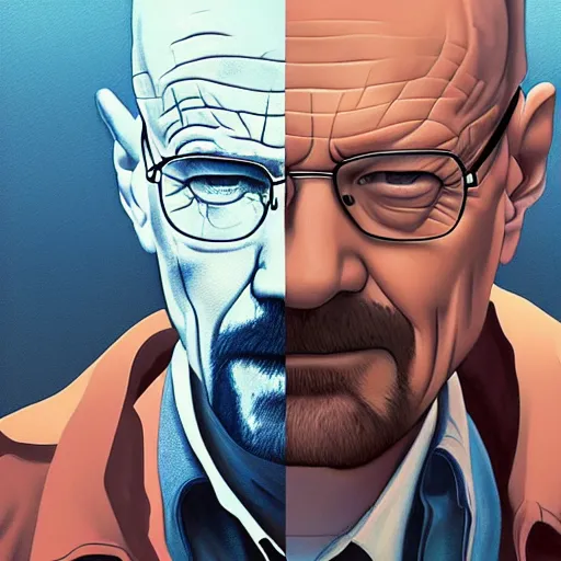 Prompt: Walter White poster artwork by Michael Whelan and Tomer Hanuka, Karol Bak, Rendering of Checkmate, from scene from Twin Peaks, clean, full of details, by Makoto Shinkai and thomas kinkade, Matte painting, trending on artstation and unreal engine