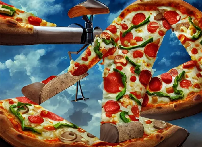 Image similar to award winning digital artwork in the theme of pizza. trending on artstation. by salvador dali