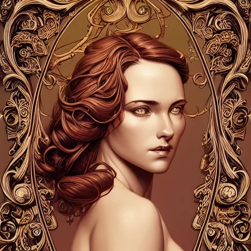 Image similar to a beautiful detailed front view portrait of a woman with ornate growing around, ornamentation, sculpture, elegant, luxury, beautifully lit, artgerm, joshua middleton comic cover art,