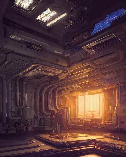 Image similar to space station prayer room dramatic ambient lighting, epic composition, high detail, octane render, unreal engine, 8 k, smooth gradients, professional photo, photorealistic, concept art, oil painting, digital art, deviantart artstation, ray tracing, intricate complexity, extremely detailed,