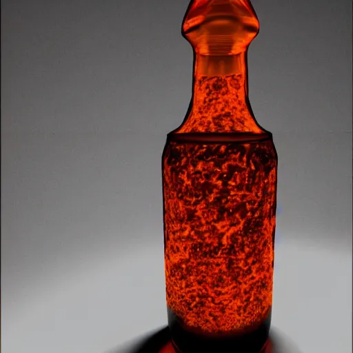 Prompt: a bottle of lava, realistic 3 d image trending on artstation