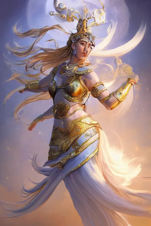 Prompt: goddess athena dancing in the wind, zodiac knight, beautiful, ethereal, gorgeous, volumetric lighting, elegant, fluid, highly detailed, digital painting, concept art, highly detailed, smooth, illustration, limited color palette, atmosphere and tension, trending on artstation