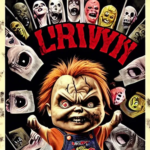 Image similar to Chucky versus the living dead movie poster