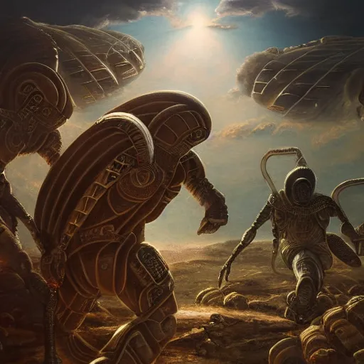 Image similar to alien invasion Ancient Greece, UFOs, oil on canvas, portrait, intricate, 8k highly professionally detailed, HDR, CGsociety