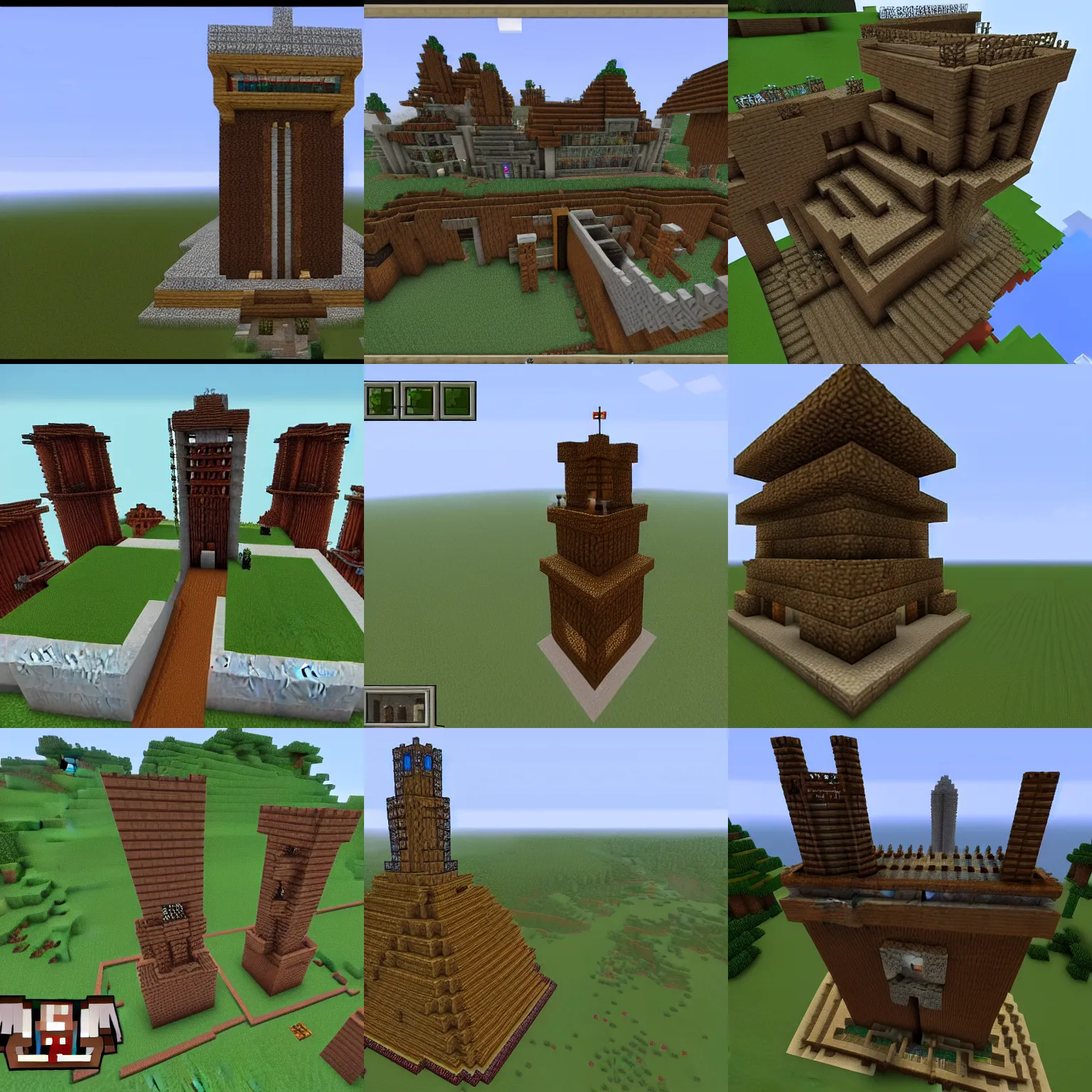 Prompt: Minecraft watchtower builds, screenshot of medieval tower designs in Minecraft