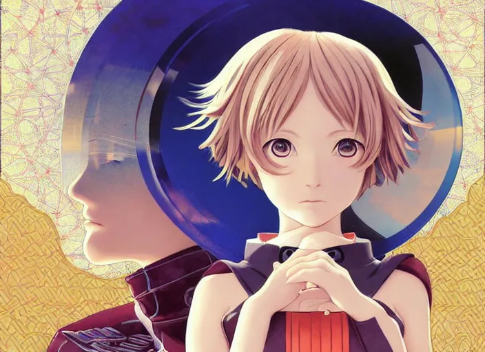 Prompt: last exile, ilya kuvshinov illustration colorful anime portrait of shiina ringo, murata range, blue submarine no 6, manga, fine texture, detailed, perfect anime face, dramatic lighting, rich texture, dynamic composition, moody, vivid, volumetric light, alphonse mucha, fine stippled lighting, grain, art deco, cel shading,