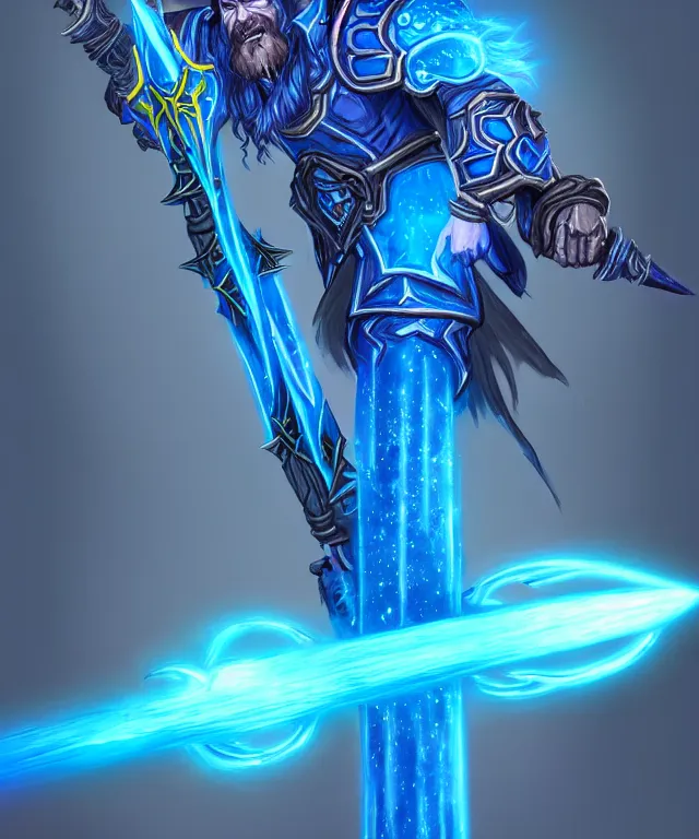 Image similar to bright weapon of warcraft blizzard wizard staff art, a spiral magical wizard staff. bright art masterpiece artstation. 8k, sharp high quality illustration in style of Jose Daniel Cabrera Pena and Leonid Kozienko, blue colored theme, concept art by Tooth Wu,