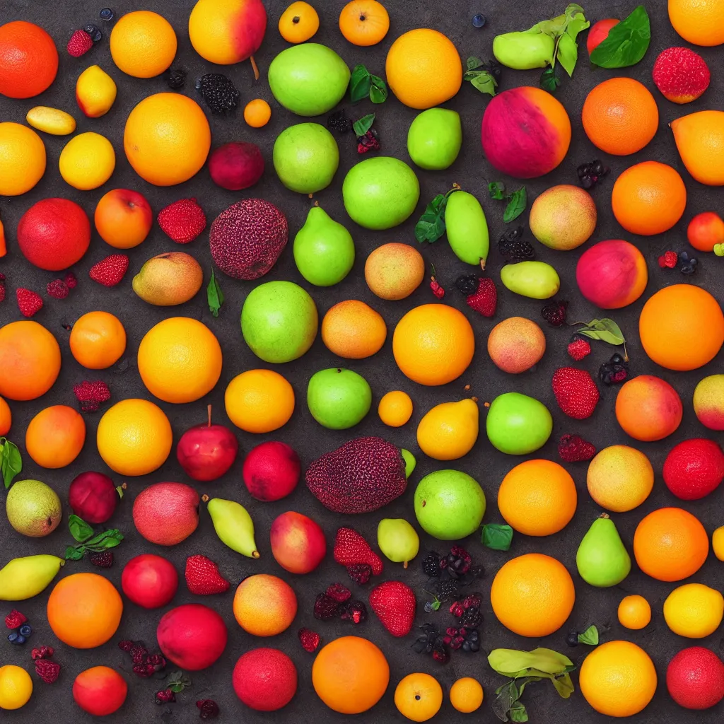 Prompt: texture of various fruits in icon format, 4k