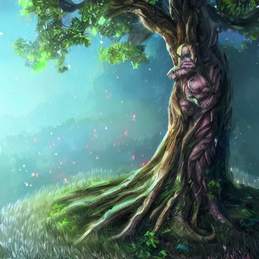 Prompt: alluring magical tree humanoid, digital art, trending on artstation