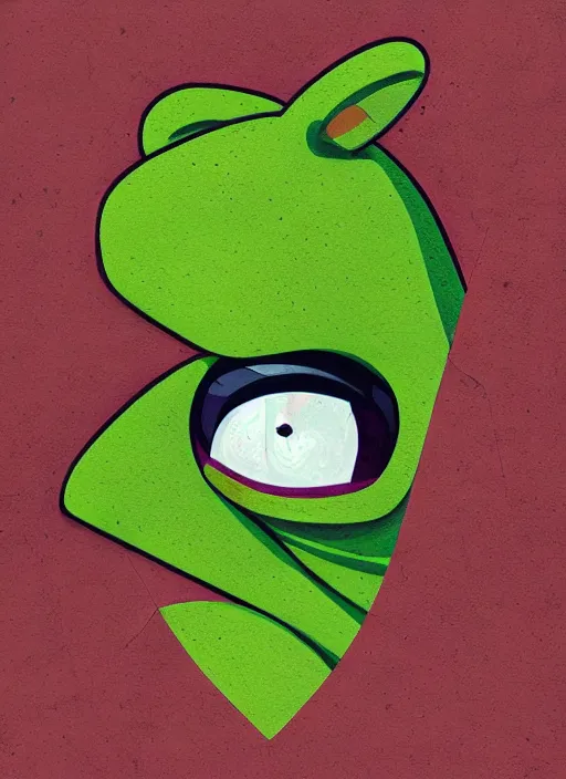 Image similar to symmetry!! portrait of kermit by sachin teng, organic, cables, matte painting, geometric shapes, hard edges! graffiti, street art