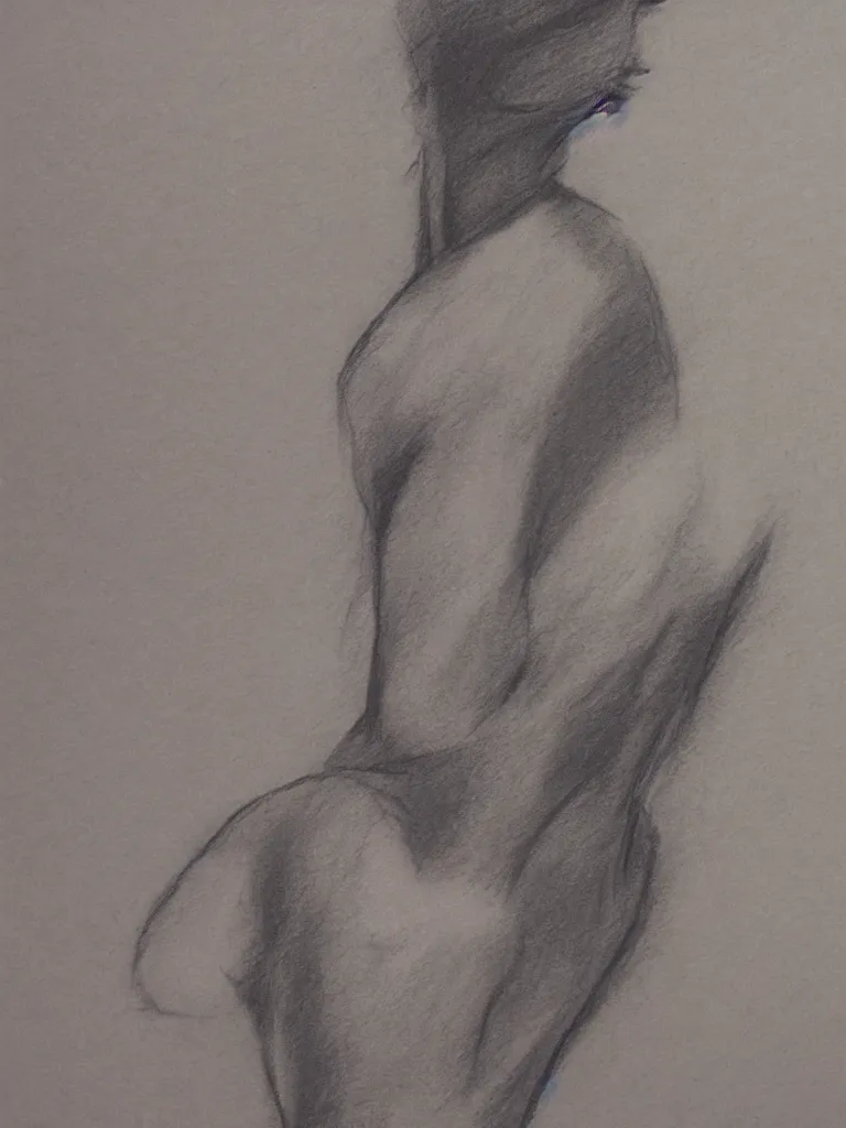 Image similar to chalk and charcoal life drawing of an elegant figure model | on toned paper