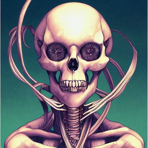 Image similar to anime manga skull portrait young woman ape monkey skeleton, intricate, elegant, highly detailed, digital art, ffffound, art by JC Leyendecker and sachin teng