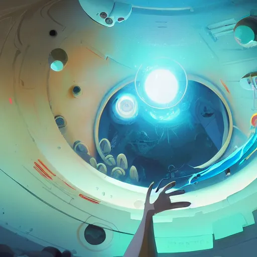 Prompt: hand with and eye in the center, floating in a spiraling abyss, scifi, painted by pedro correa, cory loftis, james gilleard, atey ghailan, makoto shinkai, goro fujita, studio ghibli