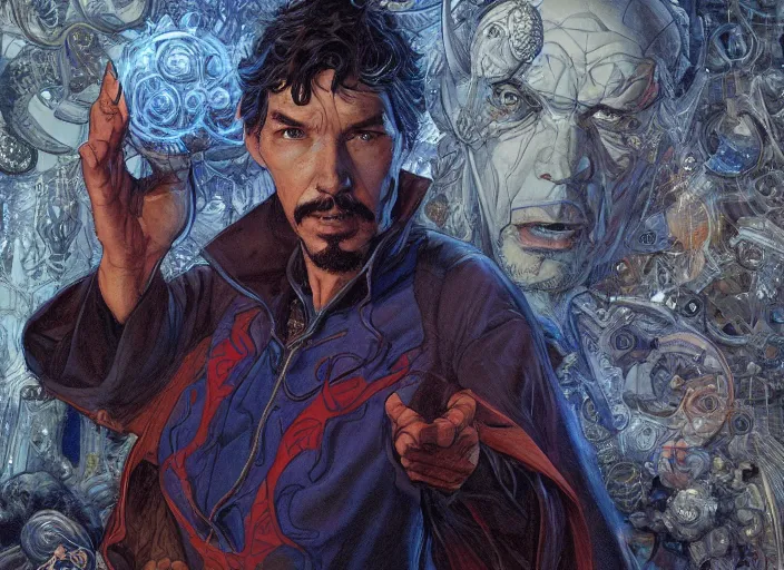 Image similar to a highly detailed powerful portrait of stephen strange, james gurney, james jean