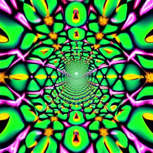 Prompt: green fractal tunnel, lsd, psychedelics