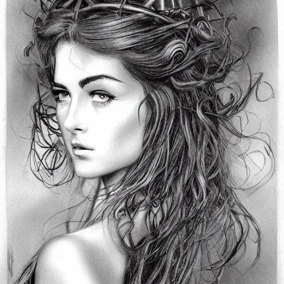 Image similar to a highly detailed portrait in the style of charles dana gibson and in the style of luis royo.