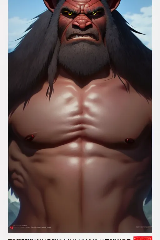 Image similar to orc barbarian male, finely detailed perfect face, exquisite details, earth magic, mid view, design on a white background, by studio muti, greg rutkowski makoto shinkai takashi takeuchi studio ghibli