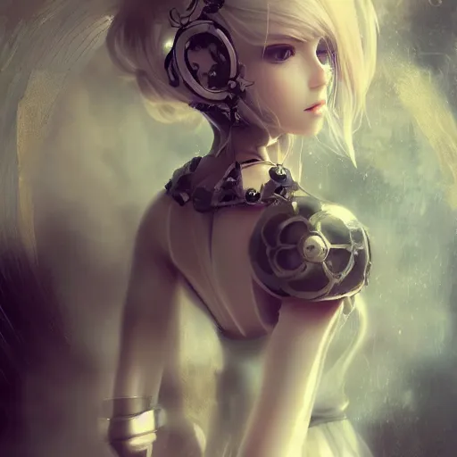 Prompt: 2B, android, nier automata, elaborate emotive Baroque and Rococo styles to emphasize beauty as a transcendental, 8k image, ultra-realistic, the style of WLOP