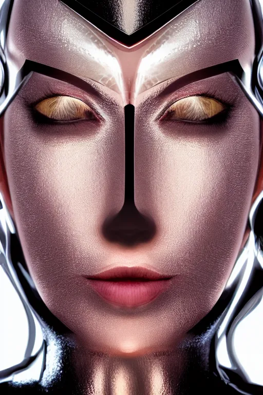 Prompt: high quality face detail of a cyber woman