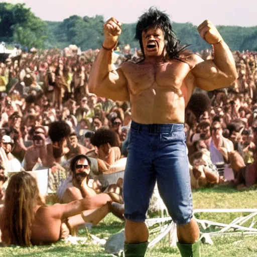 Image similar to hulk performing at woodstock