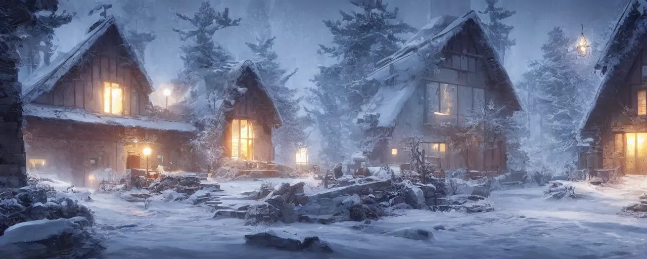 Prompt: a perfect home for winters, 8 k uhd, unreal engine, octane render in the artstyle of finnian macmanus, john park and greg rutkowski