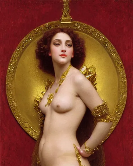 Image similar to Jessica Rabbit, dressed in ornate, detailed, intricate gold armor, detailed oil painting by William Adolphe Bouguereau