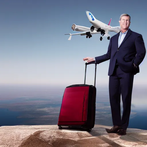 Image similar to ceo of american airlines doug parker throwing suitcases, 4 k, hyper realistic, dslr, high resolution, landscape, beautiful