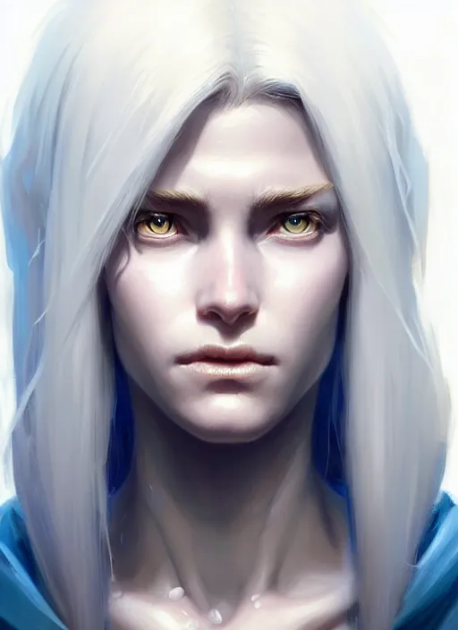 Image similar to a fantasy style portrait painting of shy white female paladin scar wound left eye with blonde hair and blue eyes, holy oil painting unreal 5 daz. rpg portrait extremely detailed artgerm greg rutkowski _ greg