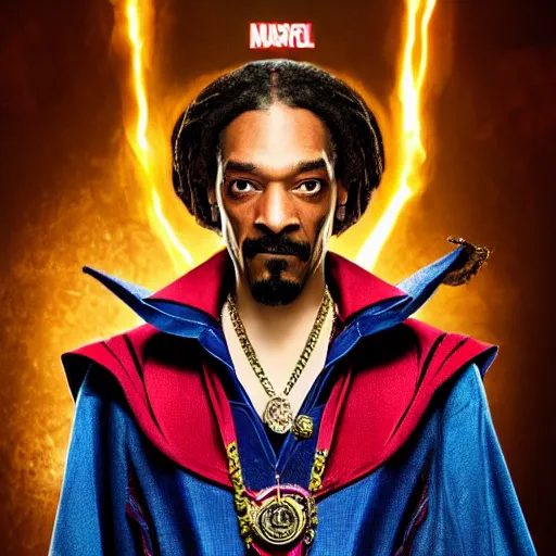 Image similar to snoop dogg as doctor strange, marvel cinematic universe, mcu, 8 k, raw, unedited, symmetrical balance, in - frame,