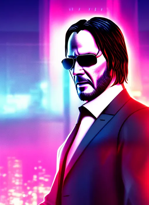 photograph poster of John wick, sunglasses,at night Stable Diffusion