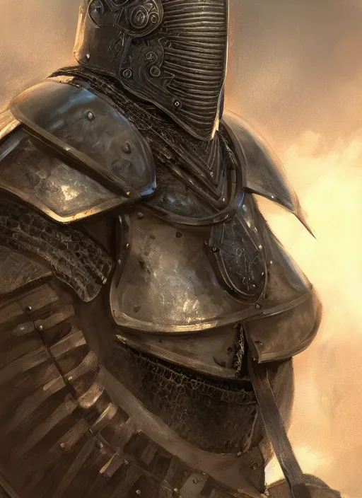 Prompt: portrait of knight with serious tone, wearing plate armor , medieval setting, highly detailed, digital painting, volumetric lighting, trending on artstation, concept art, sharp focus, illustration, art by sungryun park