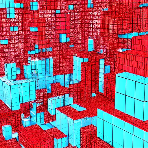 Prompt: chrome spheres on a red cube, 3d waterfall plot
