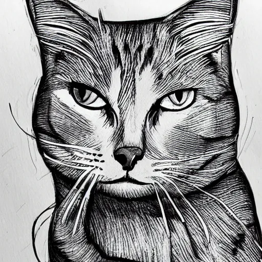 Prompt: a collaboration drawing of a cat