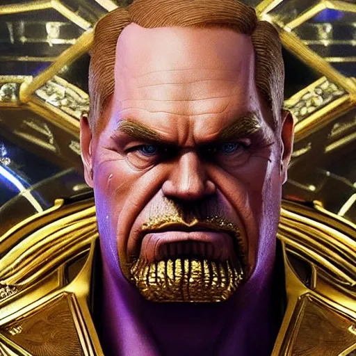 Image similar to putin who looks like thanos, Cinematic, Portrait, Ultra-HD, Beautiful Lighting, insanely detailed and intricate, hypermaximalist, elegant, ornate, hyper realistic, super detailed