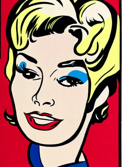 Prompt: a portrait of a woman advertising coke, 1 9 5 0's, punk by roy lichtenstein