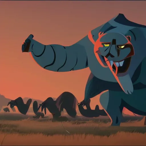 Image similar to still from genndy tartakovsky's primal, 4 k cinematic